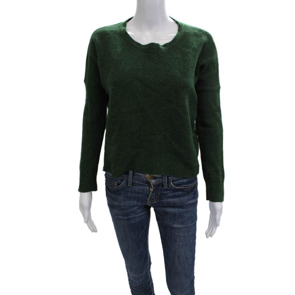 Tsumori Chisato Womens Green Wool Pullover Sweater Roundneck Long Sleeve Size 3
